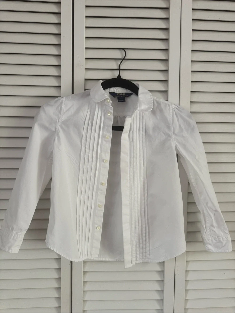 Polo by Ralph Lauren Girls' White Pintuck Peter Pan Collar Blouse Size 6x